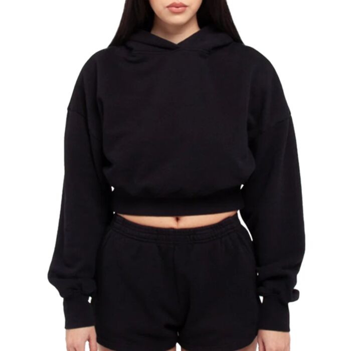 Women's Garment-Dyed Crop Hooded Sweatshirt Thumbnail
